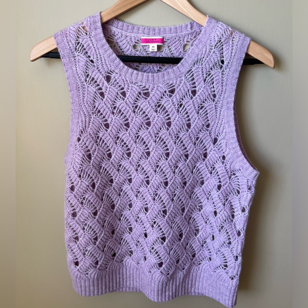 J Crew 100% cashmere pointelle sweater shell